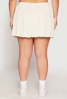 Womens Plus Size Daisy High Waisted Pleated Skort, Khaki, Size 3X