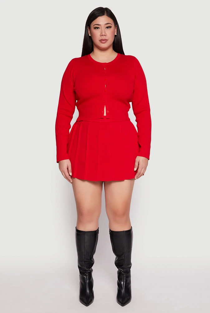 Womens Plus Size Daisy High Waisted Pleated Skort, Red, Size 1X