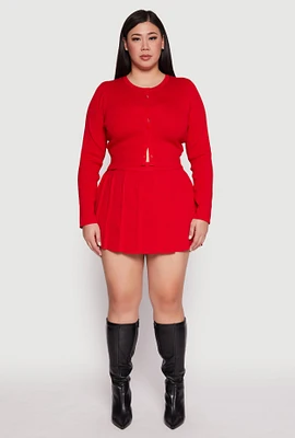 Womens Plus Size Daisy High Waisted Pleated Skort, Red, Size 1X