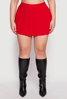 Womens Plus Size Daisy High Waisted Pleated Skort, Red, Size 1X