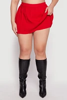 Womens Plus Size Daisy High Waisted Pleated Skort, Red, Size 1X