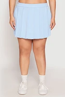 Womens Plus Size Daisy High Waisted Pleated Skort, Blue, Size 3X