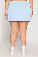 Womens Plus Size Daisy High Waisted Pleated Skort, Blue, Size 3X