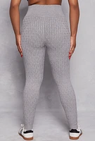 Womens Plus Cable Knit Wide Waist Leggings,
