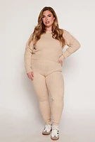 Womens Plus Daisy Cable Knit Sweater,