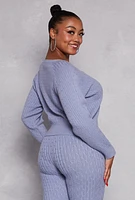 Womens Plus Daisy Cable Knit Sweater,