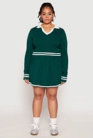 Womens Plus Daisy Varsity Stripe Detail Cropped Sweater,
