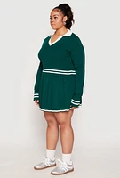 Womens Plus Daisy Varsity Stripe Detail Cropped Sweater,