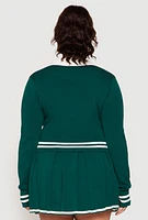 Womens Plus Daisy Varsity Stripe Detail Cropped Sweater,