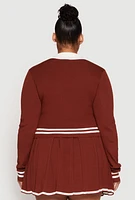Womens Plus Daisy Varsity Stripe Detail Cropped Sweater, 3X