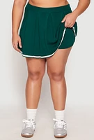 Womens Plus Size Daisy Contrast Trim Pleated Tennis Skirt, Green, Size 3X