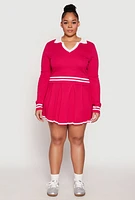 Womens Plus Daisy Contrast Trim Pleated Tennis Skirt, 1X