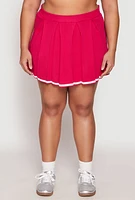 Womens Plus Daisy Contrast Trim Pleated Tennis Skirt,