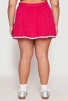 Womens Plus Daisy Contrast Trim Pleated Tennis Skirt, 1X