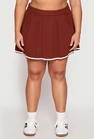 Womens Plus Daisy Contrast Trim Pleated Tennis Skirt,