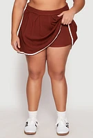 Womens Plus Daisy Contrast Trim Pleated Tennis Skirt,
