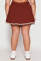Womens Plus Daisy Contrast Trim Pleated Tennis Skirt,