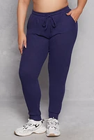 Womens Plus Daisy Ribbed Brushed Knit Joggers,