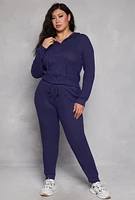 Womens Plus Daisy Brushed Knit Zip Front Hoodie,