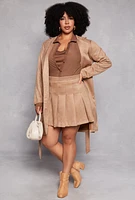 Womens Plus Faux Suede Wrap Coat,
