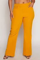 Womens Plus Size Flared Dress Pants, Yellow, Size 2X