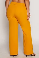 Womens Plus Size Flared Dress Pants, Yellow, Size 2X