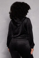 Womens Plus Size Iris Velour Hooded Sweatshirt, Black, Size 1X