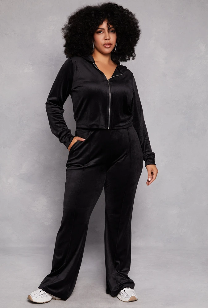 Womens Plus Size Iris Velour Pintuck Sweatpants, Black, Size 1X