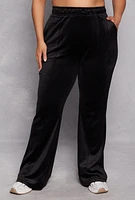 Womens Plus Size Iris Velour Pintuck Sweatpants, Black, Size 1X