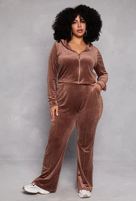 Womens Plus Size Iris Velour Pintuck Sweatpants, Brown, Size 1X