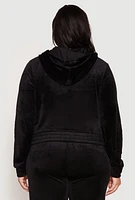Womens Plus Iris Velour Cropped Hooded Sweatshirt,