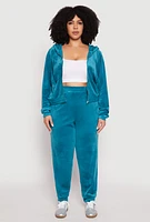 Womens Plus Size Iris Velour Cropped Hooded Sweatshirt, Blue, Size 2X