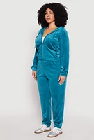 Womens Plus Size Iris Velour Cropped Hooded Sweatshirt, Blue, Size 2X