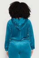 Womens Plus Size Iris Velour Cropped Hooded Sweatshirt, Blue, Size 2X