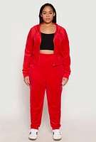 Womens Plus Size Iris Velour Cropped Hooded Sweatshirt, Red, Size 2X