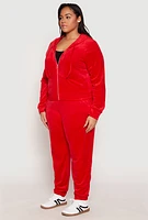 Womens Plus Size Iris Velour Cropped Hooded Sweatshirt, Red, Size 2X