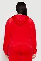 Womens Plus Size Iris Velour Cropped Hooded Sweatshirt, Red, Size 2X