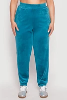 Womens Plus Size Iris Velour Joggers, Blue, Size 2X