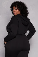 Womens Plus Size Iris Elastic Hem Hooded Sweatshirt, Black, Size 2X