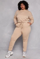 Womens Plus Iris Elastic Hem Hooded Sweatshirt,
