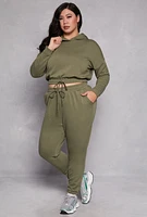 Womens Plus Size Iris Elastic Hem Hooded Sweatshirt, Green, Size 2X
