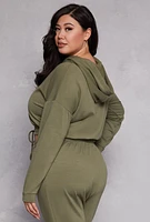 Womens Plus Size Iris Elastic Hem Hooded Sweatshirt, Green, Size 2X