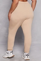 Womens Plus Iris Fleece Drawstring Sweatpants, Khaki,
