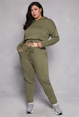 Womens Plus Size Iris Fleece Drawstring Sweatpants, Green, Size 1X