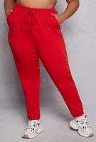 Womens Plus Size Iris Fleece Drawstring Sweatpants, Red, Size 1X