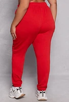 Womens Plus Size Iris Fleece Drawstring Sweatpants, Red, Size 1X