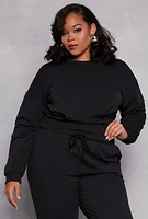 Womens Plus Size Fleece Pullover Sweatshirt, Black, Size 2X