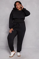 Womens Plus Size Fleece Pullover Sweatshirt, Black, Size 2X