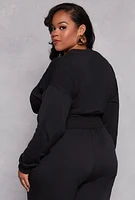 Womens Plus Size Fleece Pullover Sweatshirt, Black, Size 2X