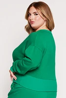 Womens Plus Size Fleece Pullover Sweatshirt, Green, Size 1X